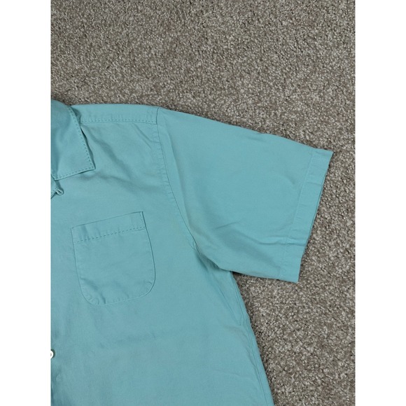 Tommy Bahama Shirt Mens Large Blue Solid Hawaiian Button Up Short Sleeve Silk - Picture 3 of 8